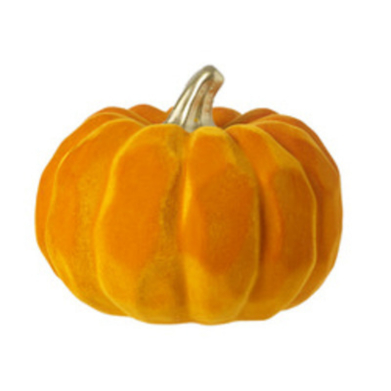 Orange and Gold Ceramic Velvet Coated Pumpkin